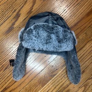 Gray Fur-Lined Kids Winter bomber Hat